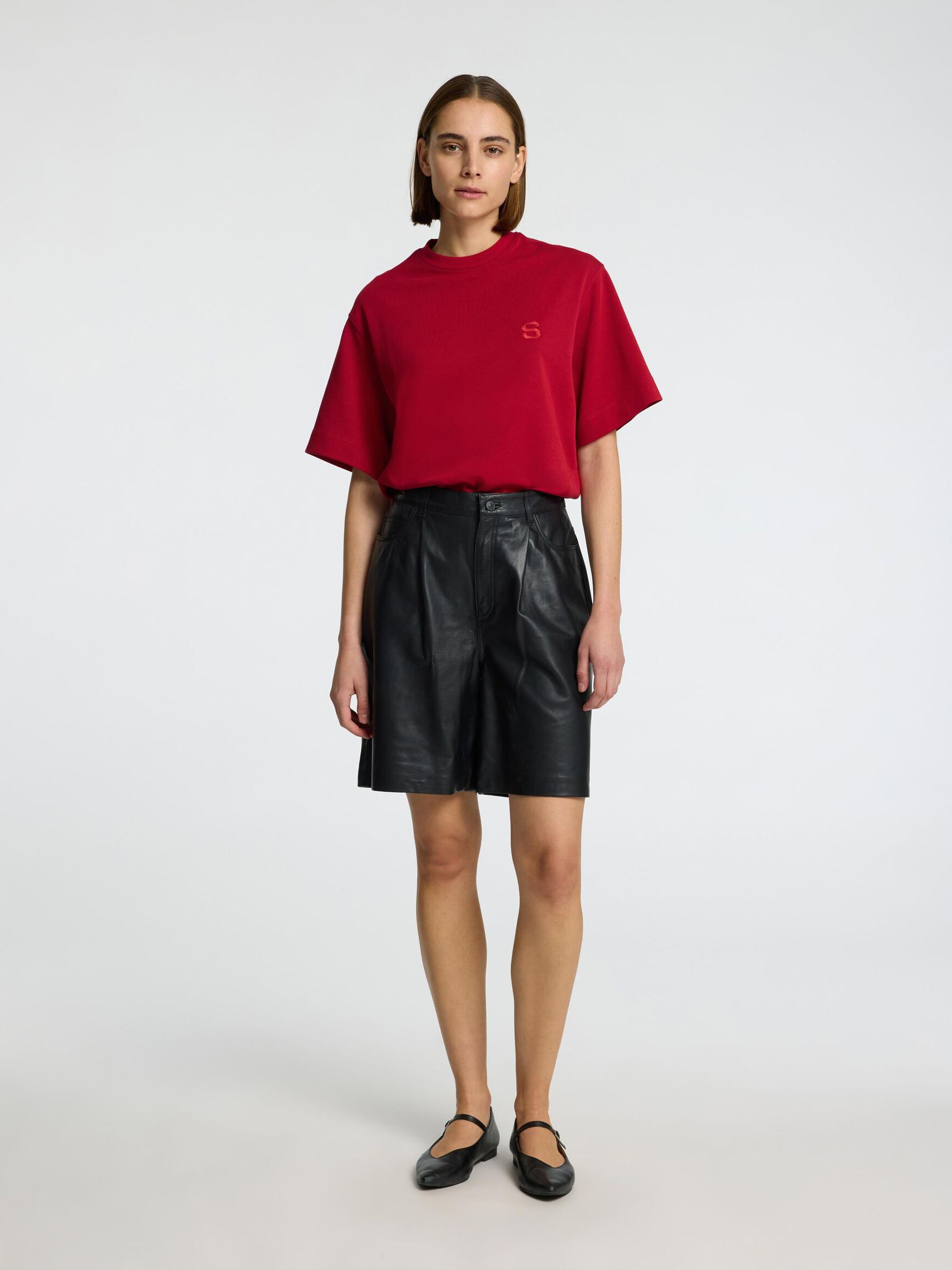 RELAXED FIT EMBROIDERY T-SHIRT, Savvy Red, highres