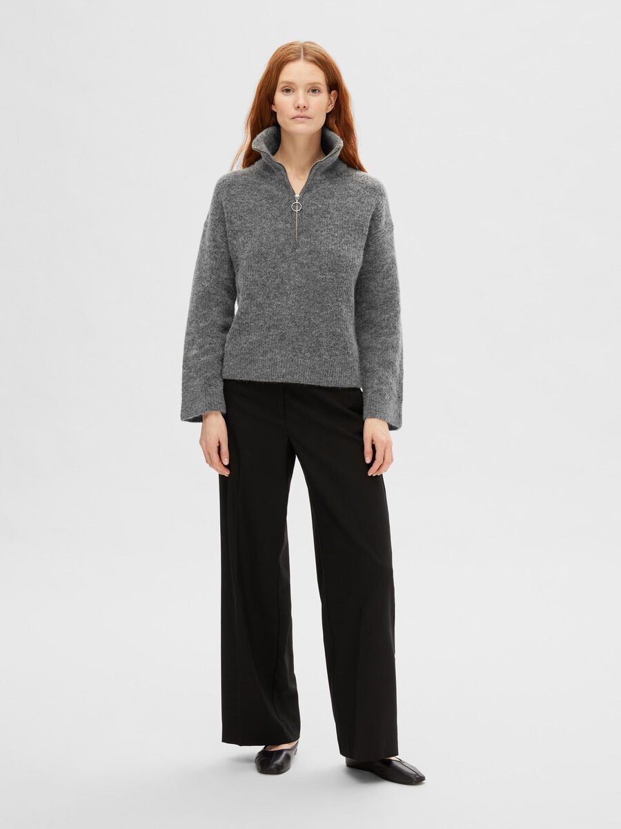 Selected HALV GLIDELÅS ULLBLANDING PULLOVER, Medium Grey Melange, highres - 16095364_MediumGreyMelange_1135693_005.jpg