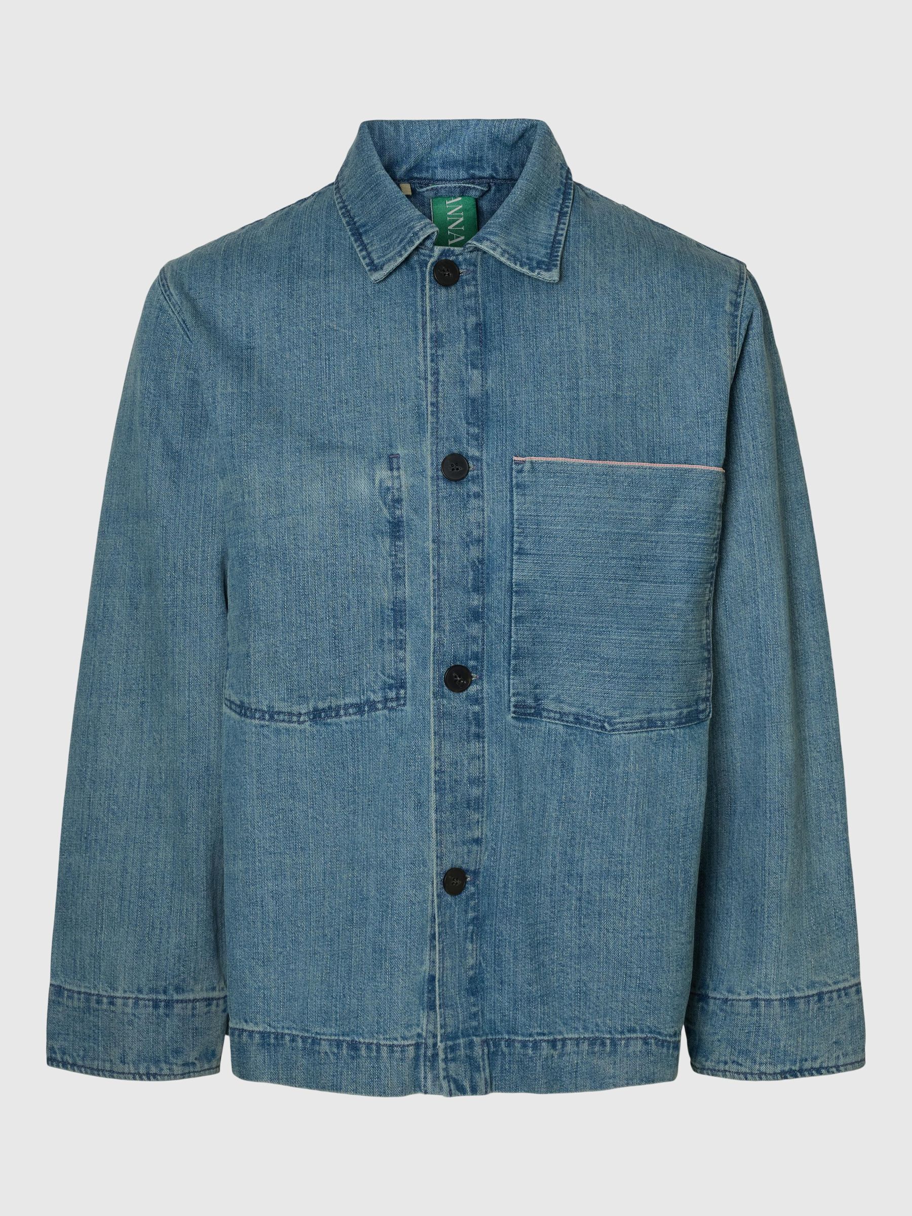 BOXY FIT  DENIM SHIRT, Light Blue, highres