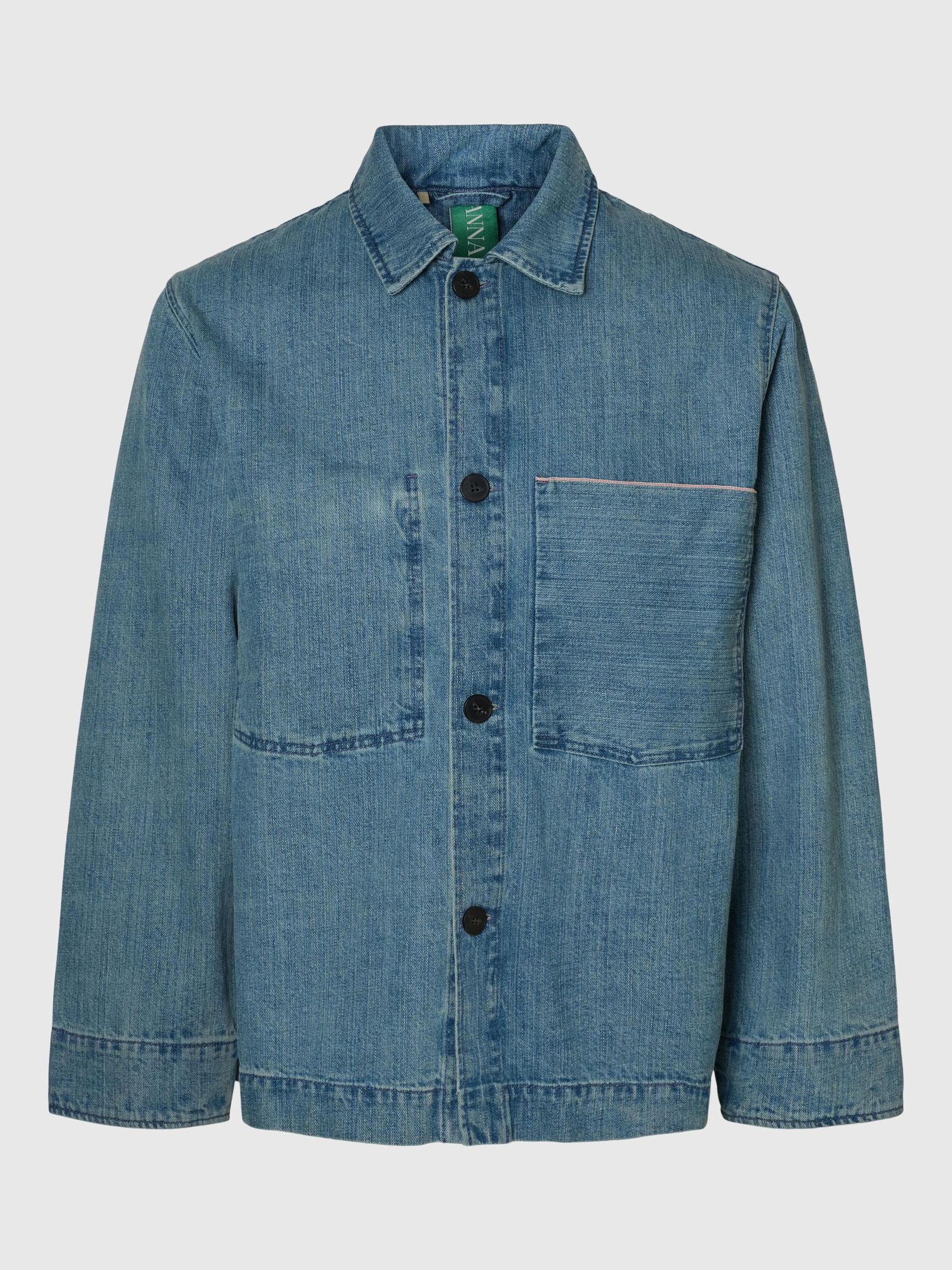 BOXY FIT  DENIM SHIRT, Light Blue, highres
