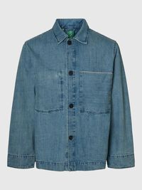 BOXY FIT  DENIM SHIRT, Light Blue, highres