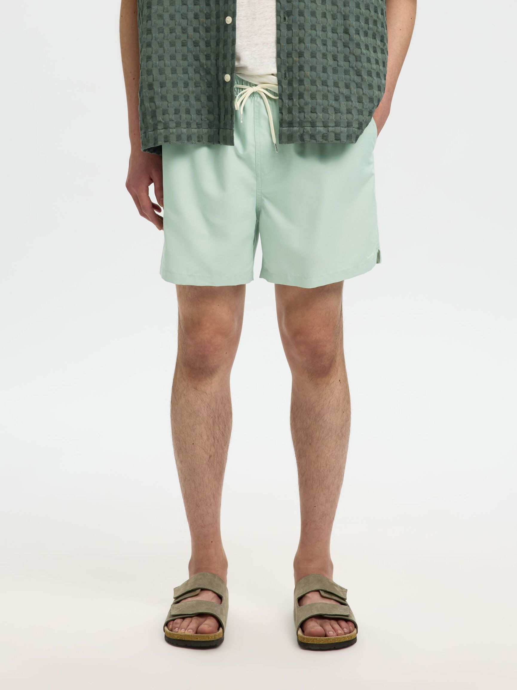 KLASSISCHE BADESHORTS, Aqua Gray, highres