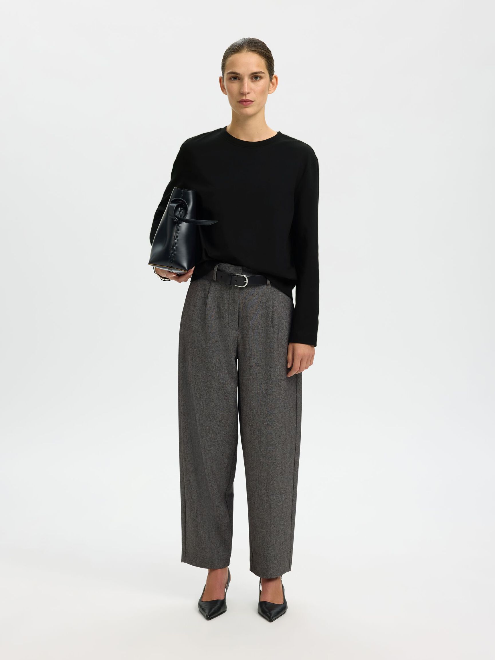 LONG-SLEEVED BOXY T-SHIRT, Black, highres