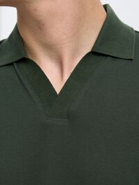 COTTON BLEND POLO SHIRT, Deep Forest, highres