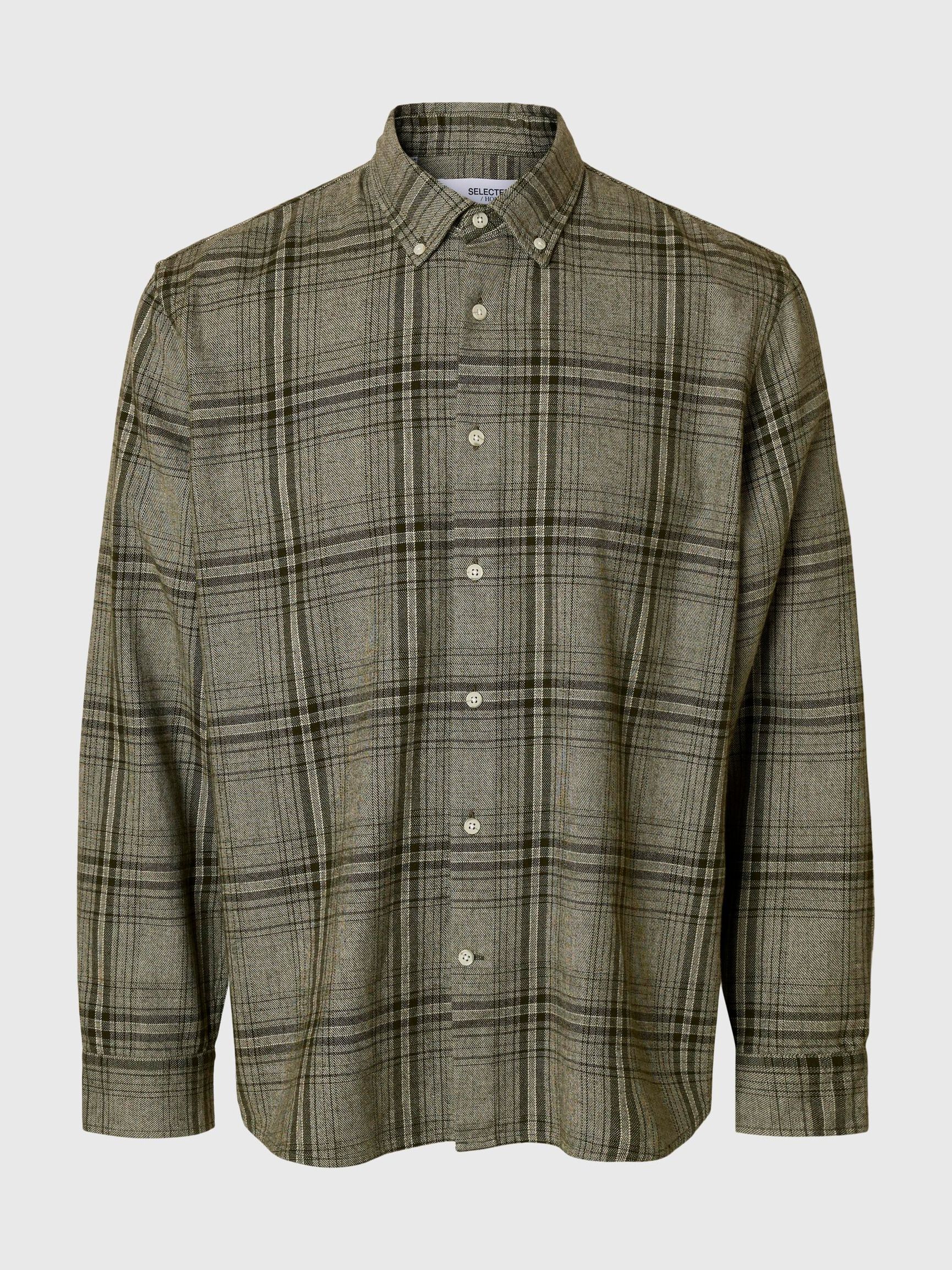 100% COTTON BUTTON-DOWN SHIRT, Forest Night, highres
