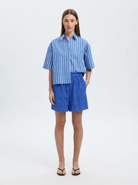 BRODERIE ANGLAISE HØJTALJEDE SHORTS, Dazzling Blue, highres