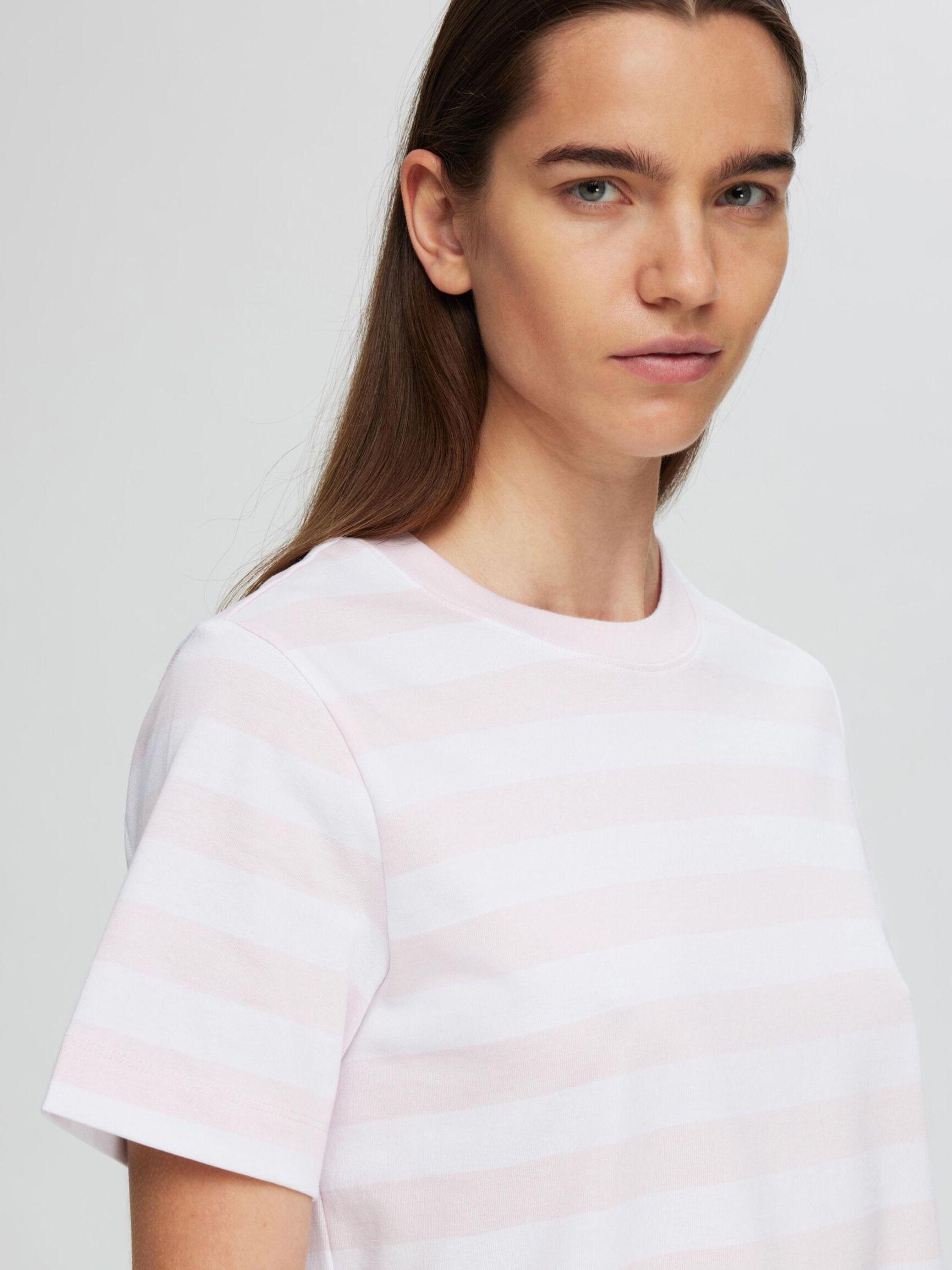 STRIPED BOXY FIT T-SHIRT, Cradle Pink, highres