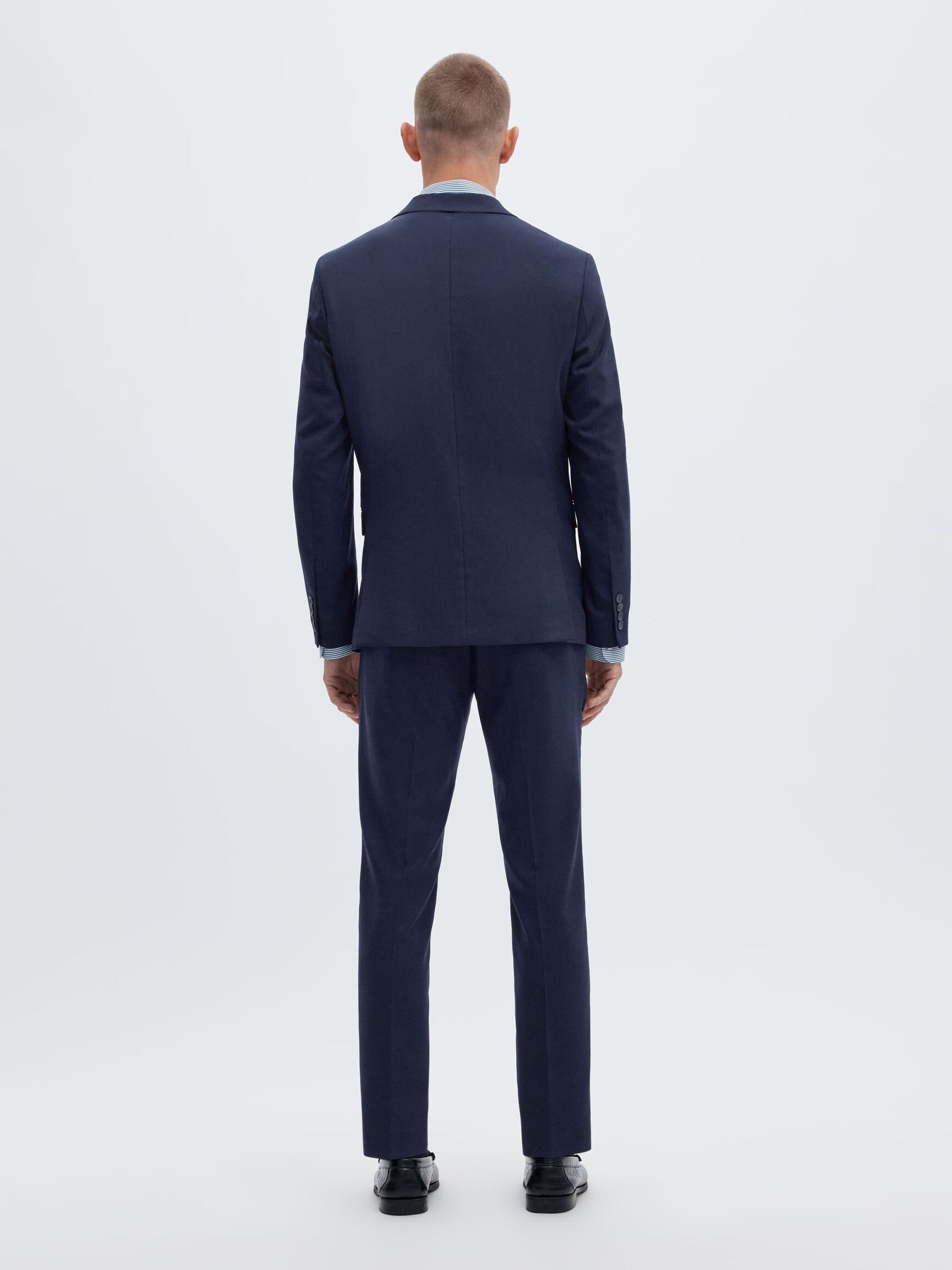 WOVEN WOOL BLEND TROUSERS, Navy Blazer, highres