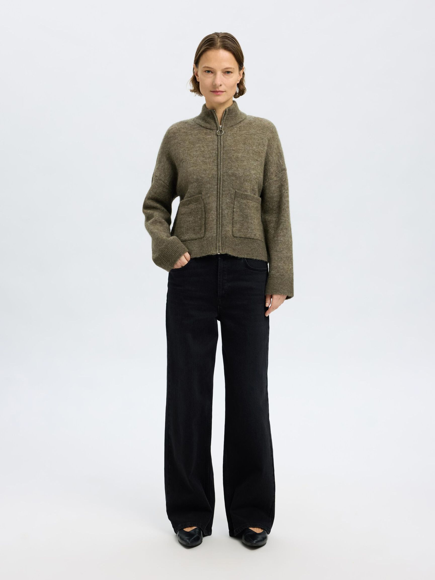 WOOL BLEND CARDIGAN, Vetiver, highres