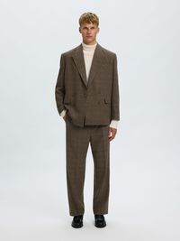 RELAXED FIT WOLLGEMISCH ZWEIREIHIGER BLAZER, Medium Brown Melange, highres