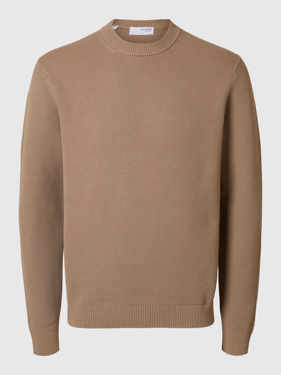Selected RONDE HALS SWEATER, Greige, highres - 16092599_Greige_001.jpg