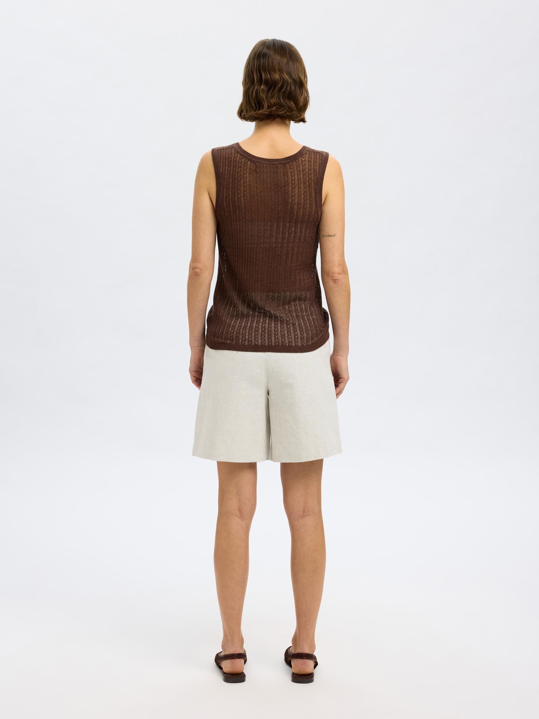 HAMPBLANDING STRIKKET TOPP, Chestnut, highres