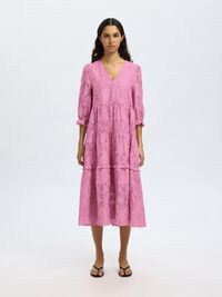 TIE WAIST MIDI DRESS, Rosebloom, highres