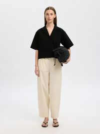 KURZARM CROP-BLUSE, Black, highres