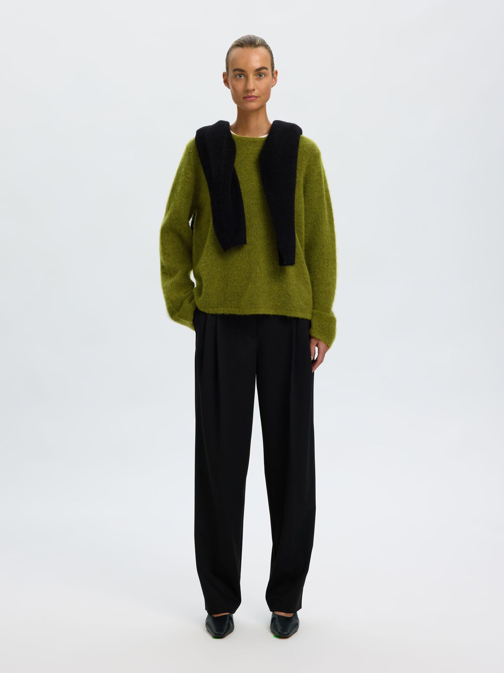 WOOL BLEND KNITTED JUMPER, Cardamom Seed, highres