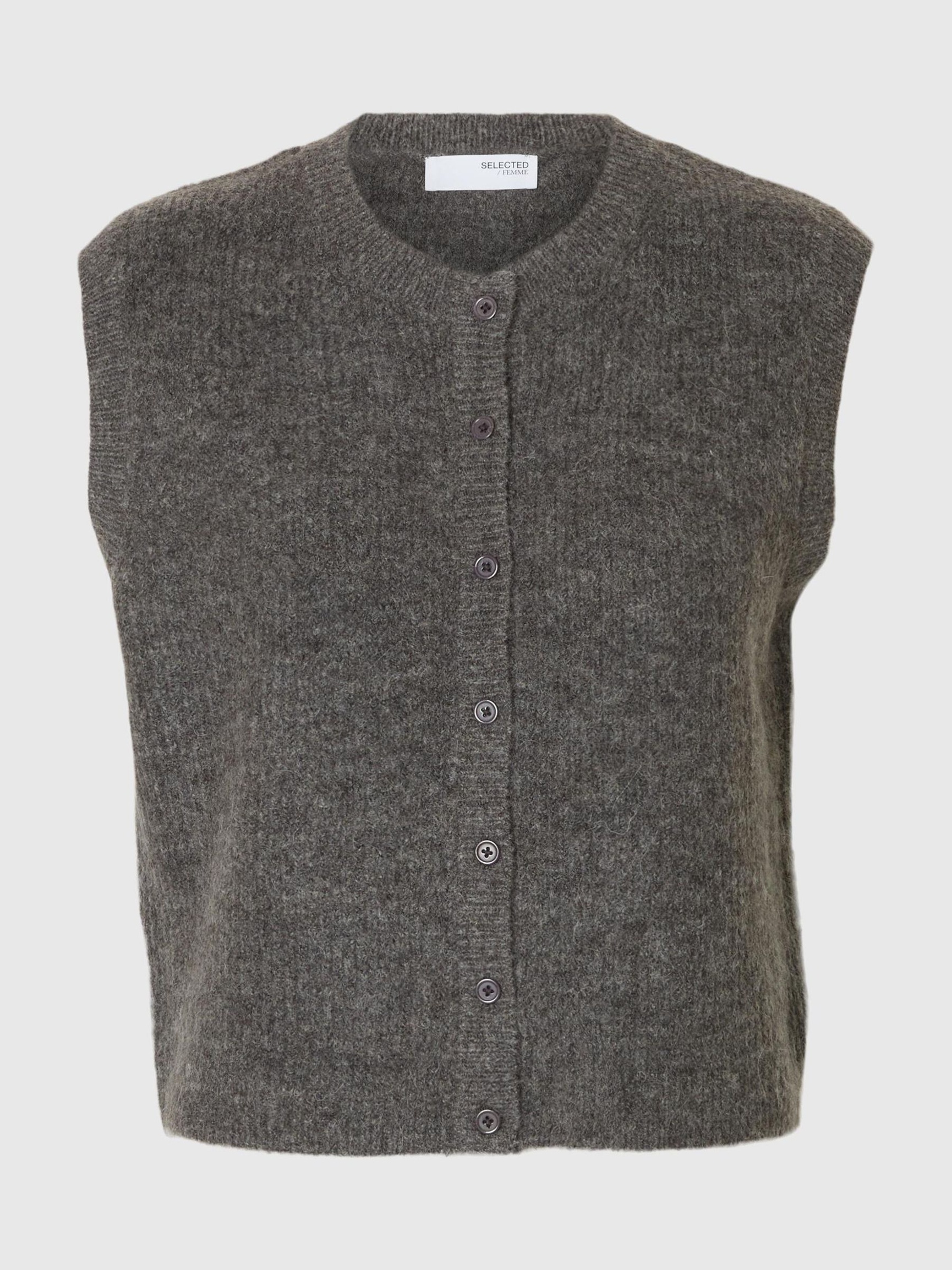 WOOL BLEND WAISTCOAT, Medium Grey Melange, highres