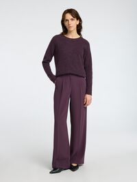WOVEN WIDE-LEG TROUSERS, Plum Perfect, highres