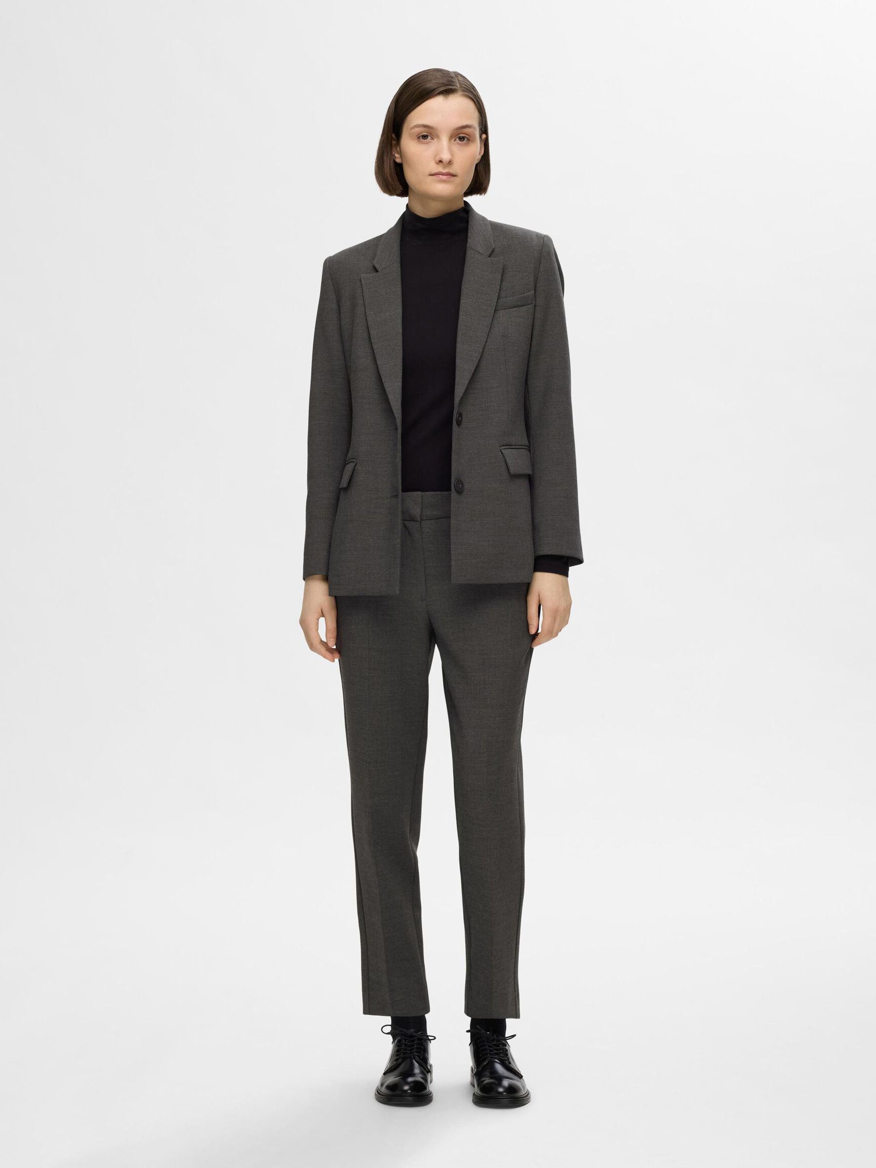 VISCOSE BLEND CLASSIC BLAZER, Dark Grey Melange, highres