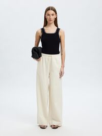 SLEEVELESS KNITTED TOP, Black, highres