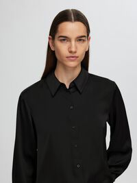 LONG SLEEVED SATIN SHIRT, Black, highres