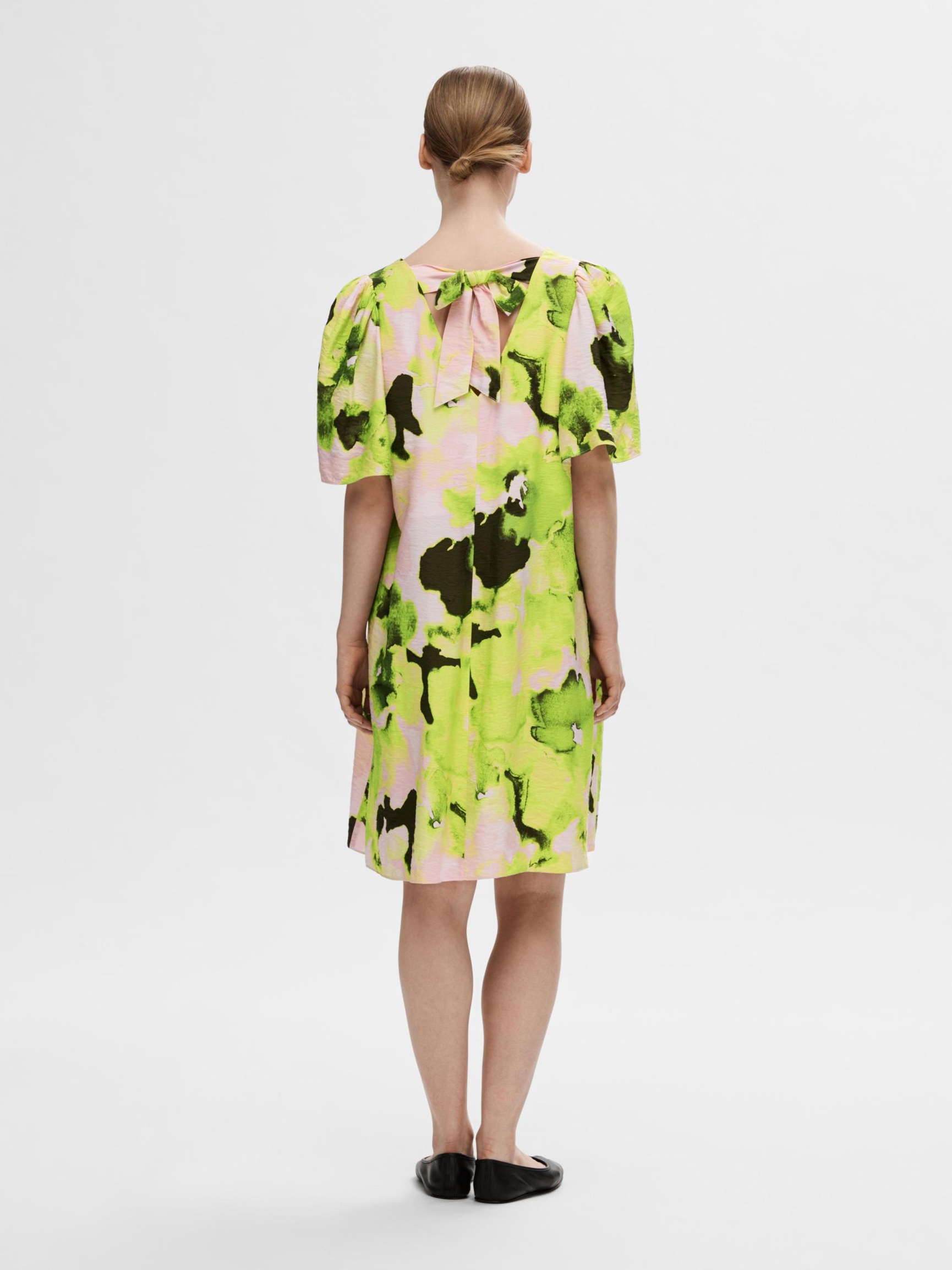 PRINTED MINI DRESS, Lime Green, highres