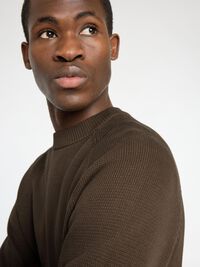 100% BOMULD SWEATER MED RUND HALS, Major Brown, highres