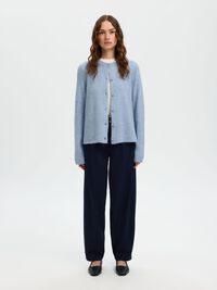 WOOL BLEND KNITTED CARDIGAN, Cashmere Blue, highres