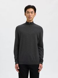 HALV GLIDELÅS STRIKKET PULLOVER, Antracit, highres