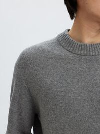 CASHMERE BLEND KNITTED PULLOVER, Medium Grey Melange, highres