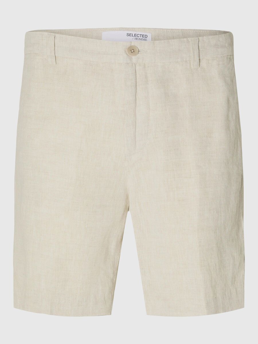 Selected REGULAR-FIT LINNENMIX SHORTS, Pure Cashmere, highres - 16092314_PureCashmere_1077421_001.jpg