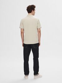 ZIPPER POLO SHIRT, Oatmeal, highres