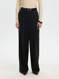HIGH WAISTED WIDE-LEG TROUSERS, Black, highres