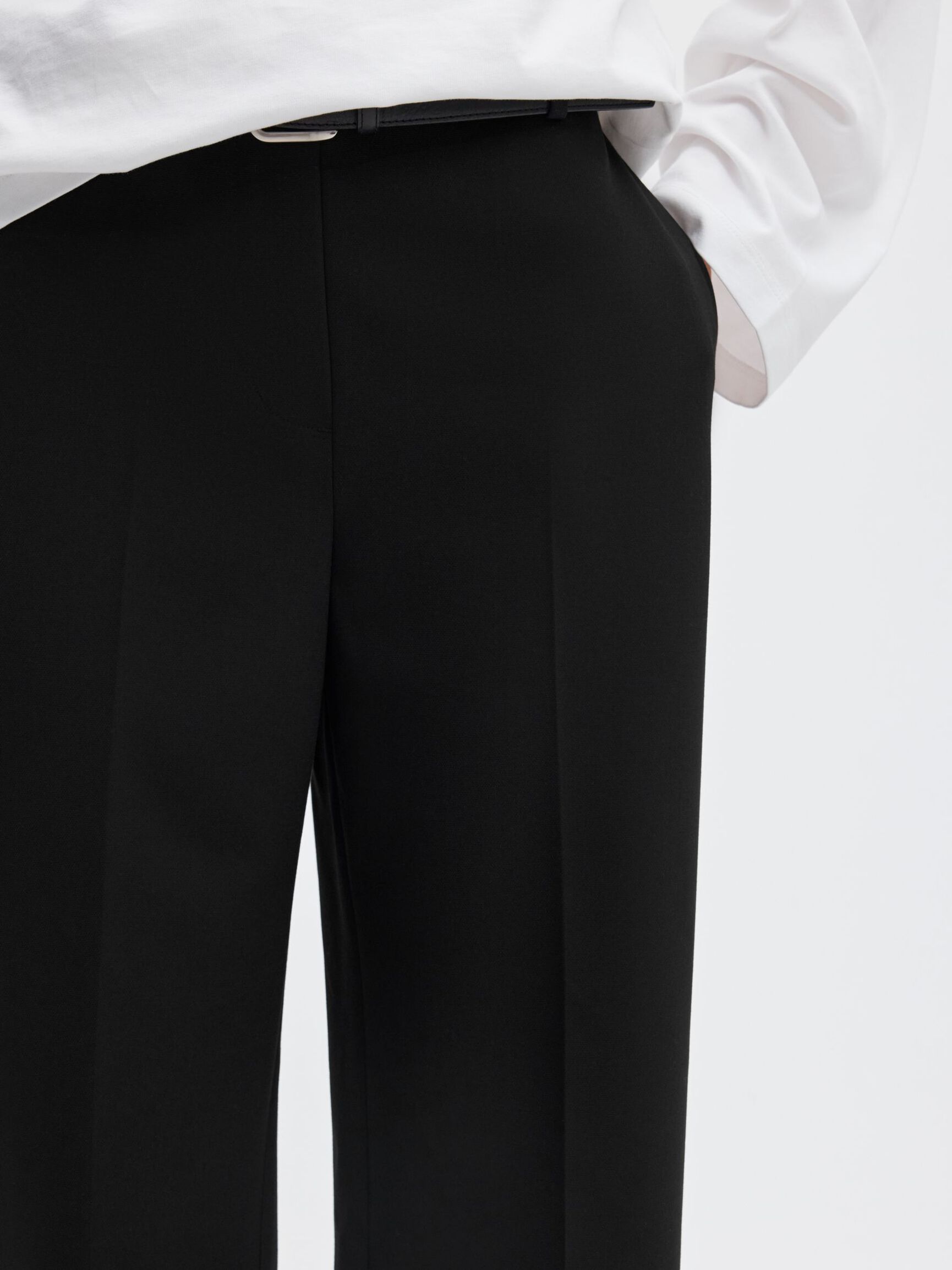  VEYRA ELASTICATED WAIST WIDE-LEG TROUSERS, Black, highres