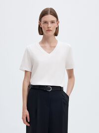 KLASSIEKE V-NECK T-SHIRT, Bright White, highres