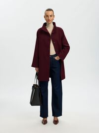 WOOL BLEND COAT, Tawny Port, highres