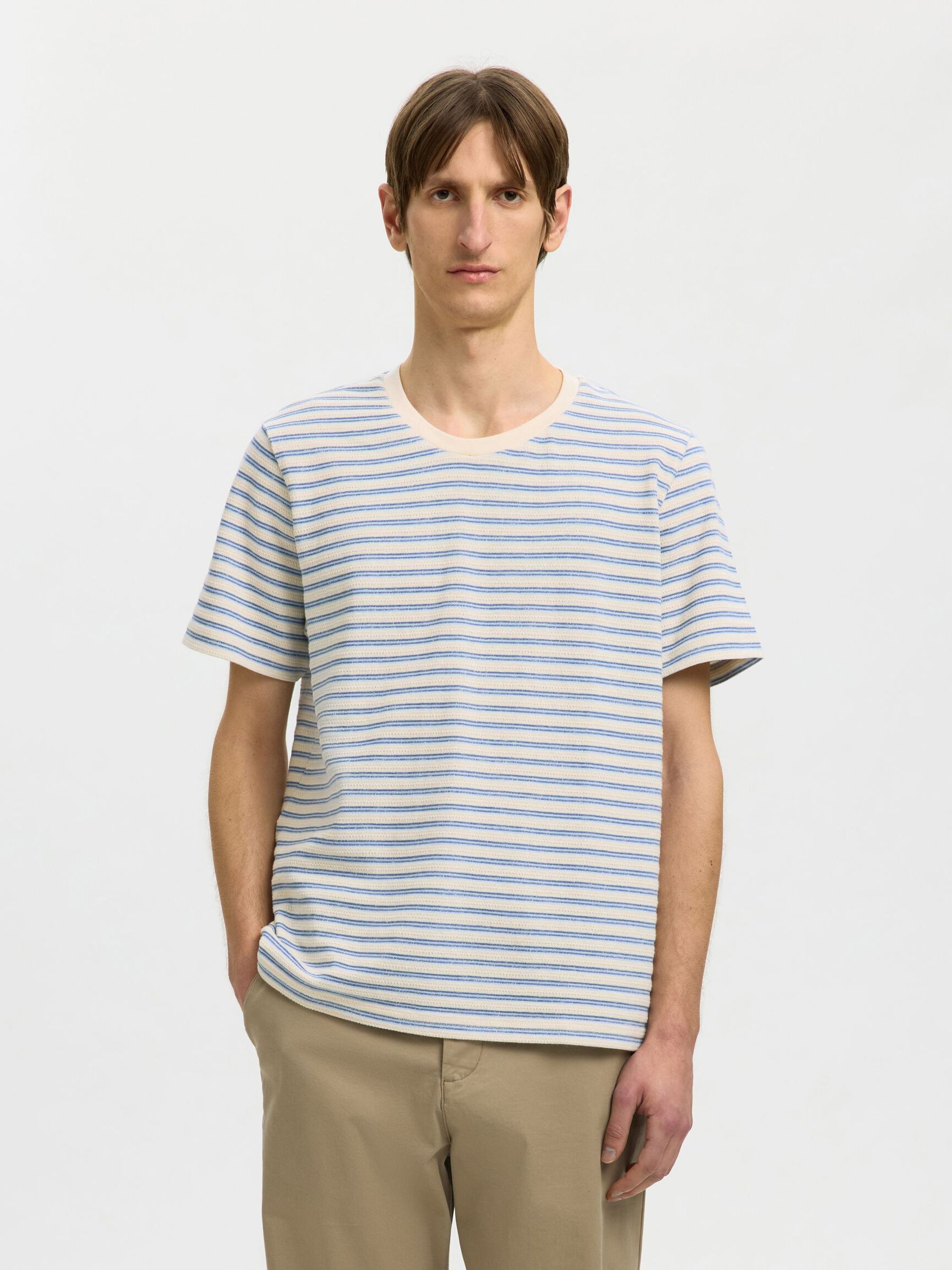 STRIPED T-SHIRT, Egret, highres