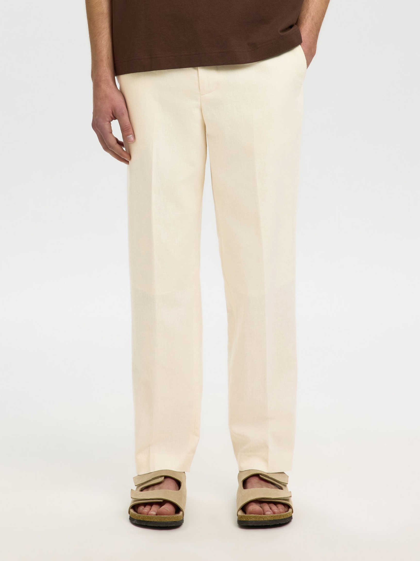 LINEN BLEND SUIT TROUSERS, Egret, highres