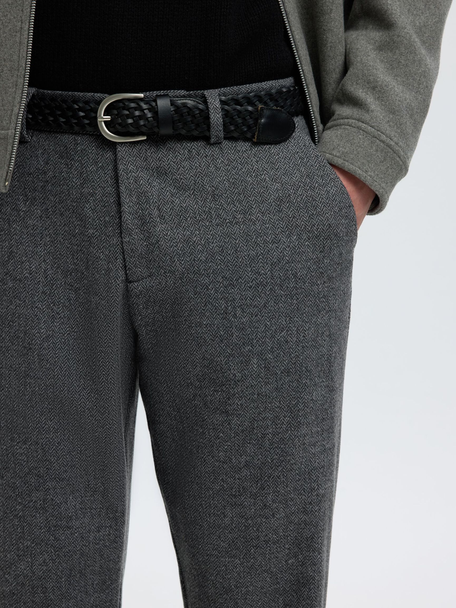 LAINE MÉLANGÉE PANTALON À COUPE EFFILÉE, Dark Grey, highres
