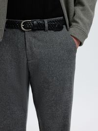 LAINE MÉLANGÉE PANTALON À COUPE EFFILÉE, Dark Grey, highres