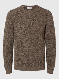 CREW NECK KNITTED PULLOVER, Chocolate Torte, highres