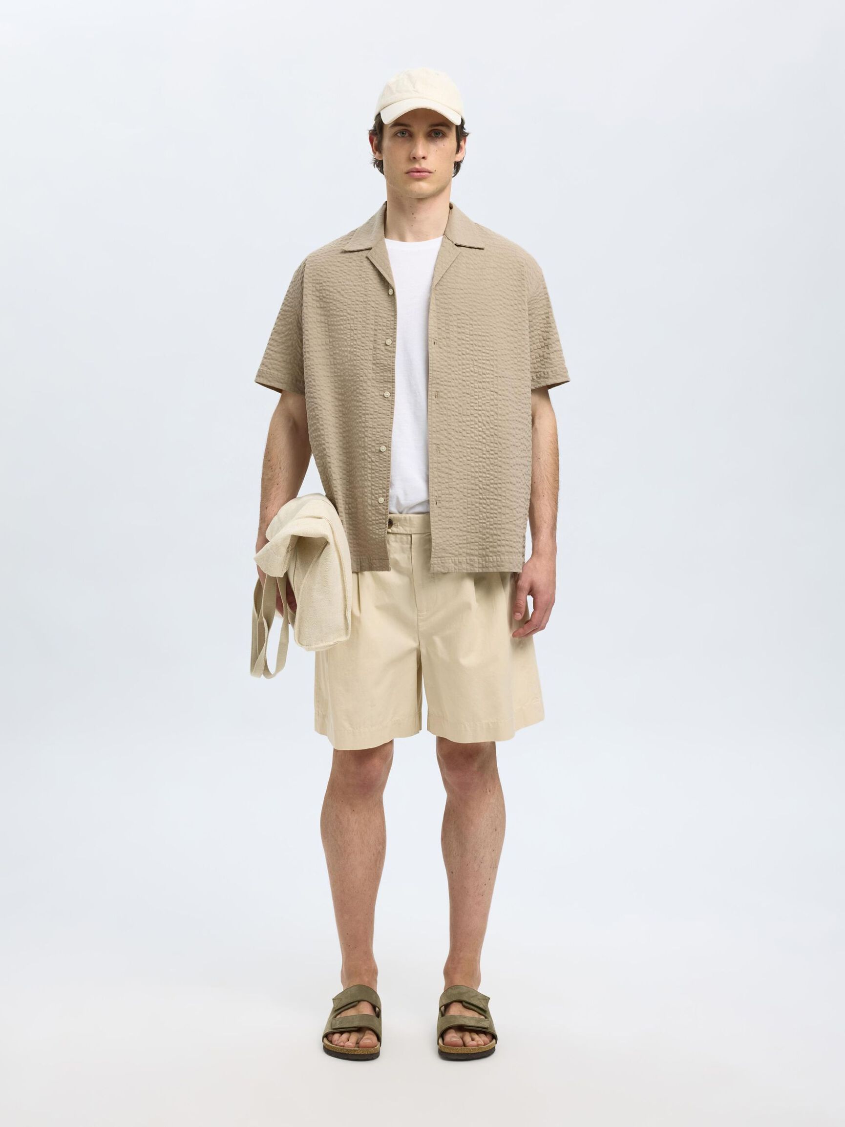 SEERSUCKER KORTÆRMET SKJORTE, Pure Cashmere, highres
