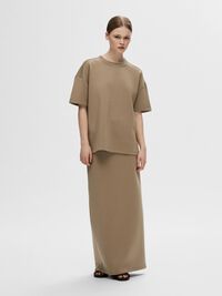 HOGE TAILLE MAXI ROK, Greige, highres