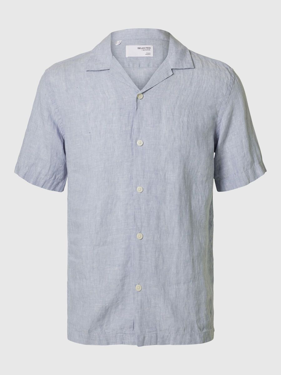 Selected 100% LINEN SHORT SLEEVED SHIRT, Blue Fog, highres - 16096908_BlueFog_1199883_001.jpg