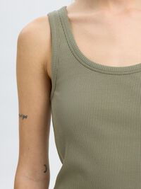 RIBBED COTTON TANK TOP, Vetiver, highres