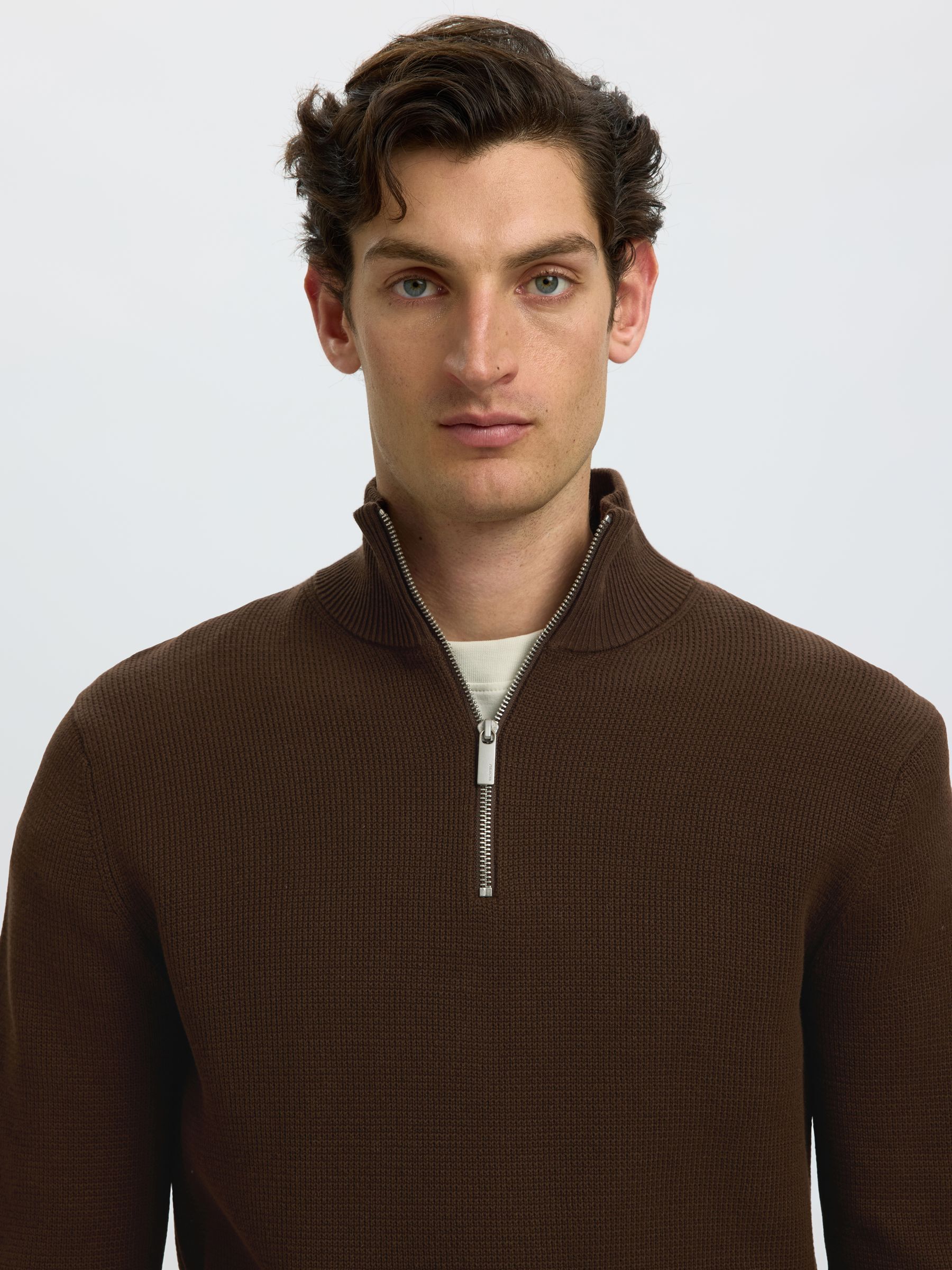 HALF-ZIP JUMPER, Demitasse, highres