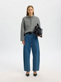 POLO COLLAR SWEATSHIRT, Medium Grey Melange, highres