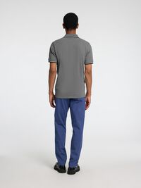 SHORT SLEEVED POLO SHIRT, Medium Grey Melange, highres