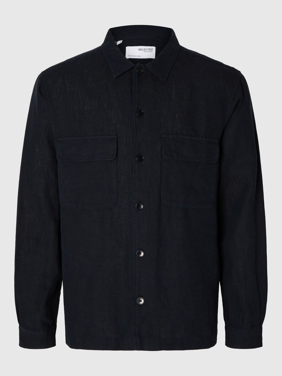 Selected LONG-SLEEVED LINEN BLEND OVERSHIRT, Sky Captain, highres - 16092244_SkyCaptain_1105376_001.jpg