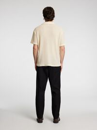 GEBREID JACQUARD OVERHEMD MET KORTE MOUWEN, Egret, highres