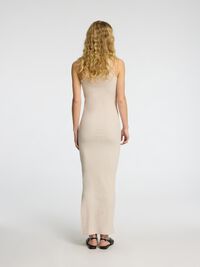 GERIBD KATOEN MAXI JURK, Oatmeal, highres
